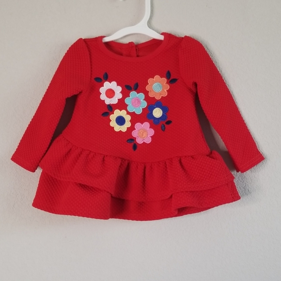 Nanette Baby Other - Nanette Kids Red Tiered Ruffle Embroidered Top